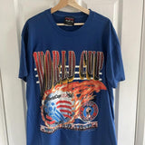 Vintage WORLD CUP 1994 USA Striker T-Shirt Blue Size: Large
