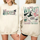 Vintage Wicked Movie Sweatshirt, Witch Pink and Green Shirt, Pop Culture Graphic Wicked Musical Shirt, Wizard of Oz Fan Gift
