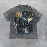 Vintage Wolf 90s Graphic Shirt, Wolf Lovers Retro Moon Tee, 2000s Nature Moon Alpha Shirt, Nostalgia Unisex Oversize Tee, Cute Wolf Gift