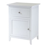 White 1-Drawer Bedroom Bedside Table Cabinet Nightstand End Table