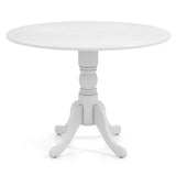 Round, Solid Wood, Kitchen, Dining Table, White, Farmhouse, Wooden Finish