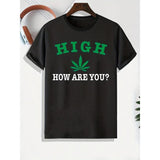 [Weed Print Graphic Tee] Casual Comfy Weed Print Graphic T-shirt - Men's Summer Tees - Mens Clothing Made in USA
