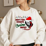 What's Your Favorite Christmas Movie Tshirt Sweatshirt, Scary Movie Lover Gift, Cute Horror Movie Tee, Unisex Sweater Pullover Tee