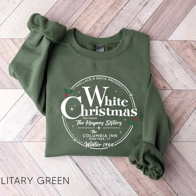 White Christmas Sweatshirt, Vintage Christmas Shirt, Christmas Sweater, Christmas Crewneck, Christmas Gift