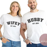 Wifey Hubby T-shirt, Honeymoon & Bridal Gift, Wife T-shirt, Wifey Bride Tee, Mr Mrs Tshirt, Anniversary Just married shirt, Couple Style Cute
