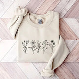 Wildflowers Sweatshirt, Flower Crewneck Sweatshirt, Floral Sweatshirt For Women, Flower Lover Sweatshirt, Flowers Hoodie, Women Gift