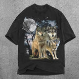 Wolf 90s Vintage Graphic Shirt, Three Wolf, 2000s Cute Wolf Gift Classic Cotton