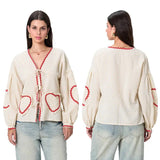 Women Long Sleeve Shirt Casual Plaid Print V-Neck Tie Front Tops Basic Blouses for Club Streetwear Aesthetic Clothes