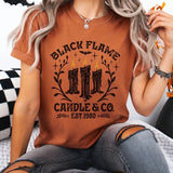 Women's Black Flame Candle Graphic T-Shirt - Short Sleeve Casual Cotton Top - Womenswear
