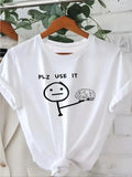 Women's Cartoon & Letter Print Round Neck Graphic Tee, Vintage Trendy Casual Short Sleeve T-shirt For Daily Wear, Ladies Summer Outfitstyle{n002}2