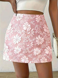 Women's Floral Jacquard Skirt, Elegant Fashion Casual Skirt for Daily Outdoor Wear, Ladies Bottoms for Summer