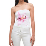 Women's Flower Print Tube Tops Vintage Strapless Sleeveless Bandeau Tops Slim Fit Shirts Streetwear Casual Womenswear Outdoors Underwear