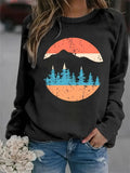 Women's Forest Print Drop Shoulder Sweatshirt, Casual Long Sleeve Round Neck Pullover, Ladies Clothes for Daily Wear