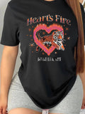 Women's Heart & Tiger Print Round Neck Tee, Fashion Casual Letter Graphic Short Sleeve T-shirt for Daily Wear, Ladies Clothes for All Seasons