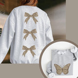 Women's Leopard Letter Print Bow with Butterfly Hoodie, Cute Sweatshirt for Summer, Hoodies Women Clothes for Spring