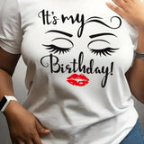 Women's Letter Graphic Print Round Neck Tee, Fashion Casual Short Sleeve T-shirt, Ladies Summer Clothes for Daily Wearstyle{n002}3