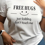 Women's Letter Print Round Neck Tee, Fashion Casual Crew Neck T-shirt for Daily Holiday Vacation Outdoor Wear, Women Tops for Spring & Fall