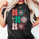 Women's Retro Ho Ho Ho Christmas Tee - Comfort Colors Graphic T-Shirt - Top, Womenswear