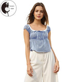 Women's Summer Tops Casual Loose Hem Stylish Plaid& Flower Print Short Sleeve T-Shirt