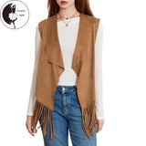 Womens Tassel Vest 70s Hippie Costume Sleeveless Cowgirl Western Outerwear