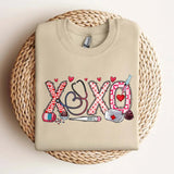 XOXO Nurse Sweatshirt, Valentines Day Shirt, Sweatshirt For Nurse, Valentines Day Gift for Nurse Casual Classic Collar Cotton Fabric Knit