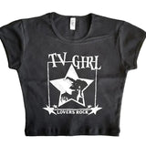 Y2k Clothes Gothic Emo Girl Crop Top Streetwear Aesthetic Grunge Baby Tee Vintage Women Letter Print Casual Short Sleeve T-Shirt