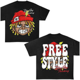 Y2k Clothing Big Face Free Style Graphic Tees Oversized Top Shirt Streetwear