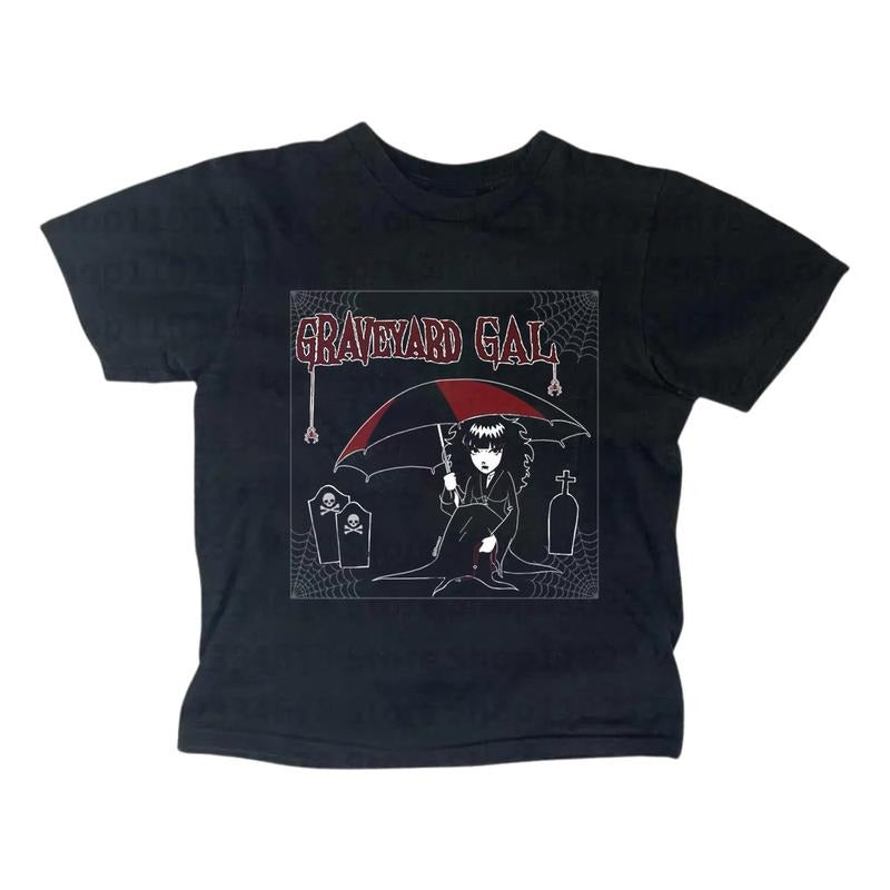 Y2k Emily Strange Baby Tee, Gothic Emo Girl Top, Vintage Women's Casual Cotton Short Sleeve T-Shirt, Fitted Design, Summer Wear - Tshirt, Womenswear