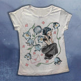 Y2k Gothic Baby Tee, Emo Graphic Shirt, Floral Baby Tee Women Gift for Her