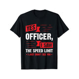Yes Officer I Saw The Speed Limit Print Men's Crew Neck Fashionable Short Sleeve Sports T-shirt, Comfortable And Versatile, For Summer And Spring, Athletic Style, Comfort Fit T-Shirt, As Gifts Made in USAstyle{n002}2