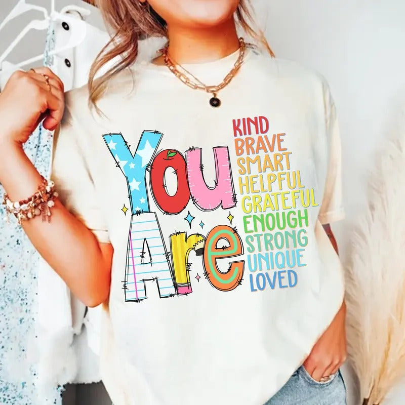 You Are Kind Tshirt, Back To School Shirt, Teacher Tee, Teacher Appreciation, Retro Teacher Tee, School Doodles, Unisex T-Shirt, Gifts For Men Women, Short Sleeve Tee Shirt, Gifts For Birthday Fathers Day Christmas Anniversary