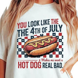 You Look Like the 4th of July Shirt, Retro America Hot dog Tee,  USA Fourth of July Independence Day T-Shirt Hoodie Full Size Full Color