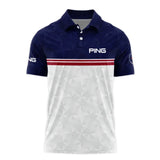 Golf Sport 124th U.S. Open Pinehurst Ping Polo Shirt Dark Blue White Abstract Geometric Triangles Al