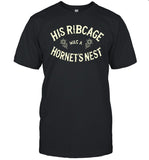 His ribcage was a hornet’s nest shirt
