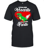 Dinosaurs Stealing Hearts And Blasting Farts Valentines Day shirt