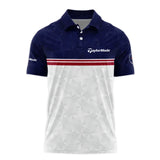 Golf Sport 124th U.S. Open Pinehurst Taylor Made Polo Shirt Dark Blue White Abstract Geometric Trian