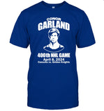 Honor Conor Garland With 400th NHL Game April 8 2024 Canucks Versus With Golden Knights t shirt