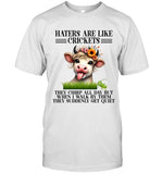 HATERS ARE LIKE CRICKETS THEY CHIRP ALL DAY BUT WHEN I WALK BY THEM THEY SUDDENLY GET QUIET