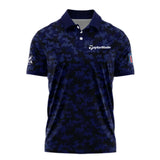Golf 2024 PGA Championship Taylor Made Polo Shirt Blue Camouflage Pattern Sport All Over Print Polo Shirt For Men