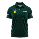 Dark Green Pattern In Retro Style With Logo Masters Tournament Ping Polo Shirt Style Classic Polo Shirt For Men