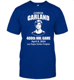 Conor Garland 400th NHL Game April 8 2024 Las Vegas Golden Knights T-Shirt