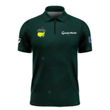 Dark Green Background Masters Tournament Taylor Made Zipper Polo Shirt Style Classic Zipper Polo Shirt For Men