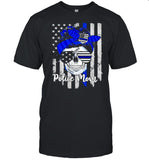 American Flag With Police Mom Skull shirt_1