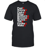 Lesley Wearing Papi Manny Pedro Millar Bellhorn Bronson Flower Tek Foulke Wake Shirt