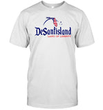 DeSantisland Florida Land of Liberty Blue Text T-Shirt