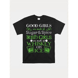 irish girls are whiskey on ice st patricks day shirt 2024 Men's sport Black casual short-sleeved T-shirt 220g Made in USA